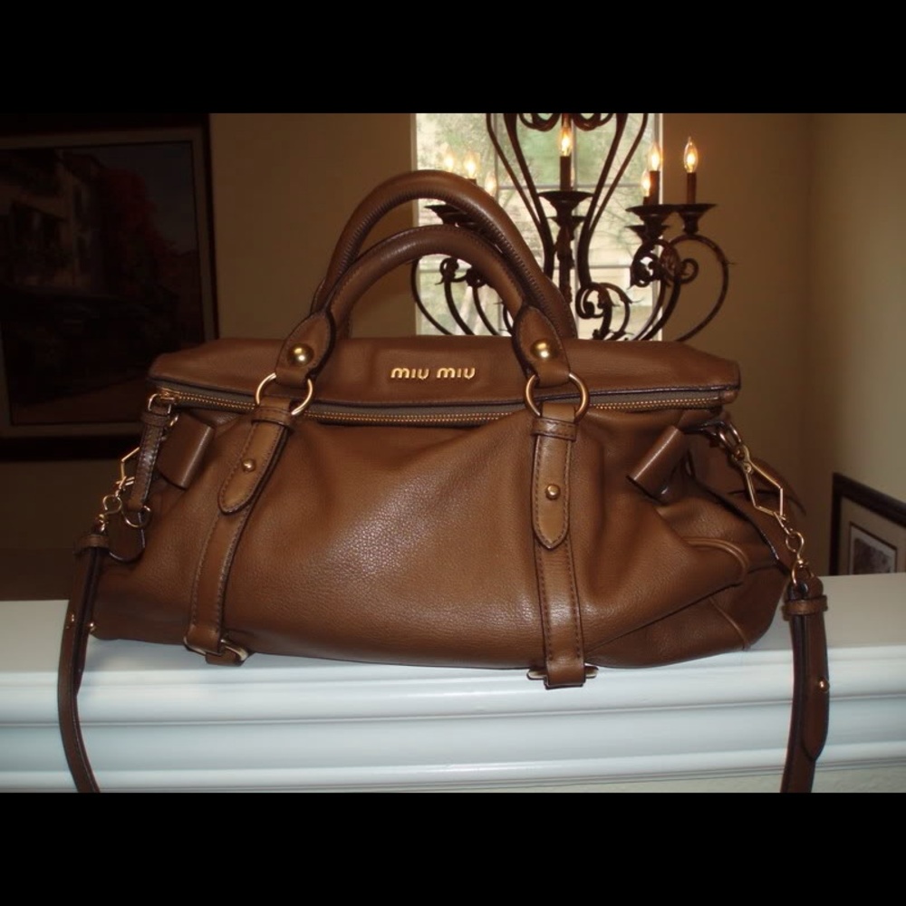 Miu Miu Vitello Lux Bow Bag Satchel